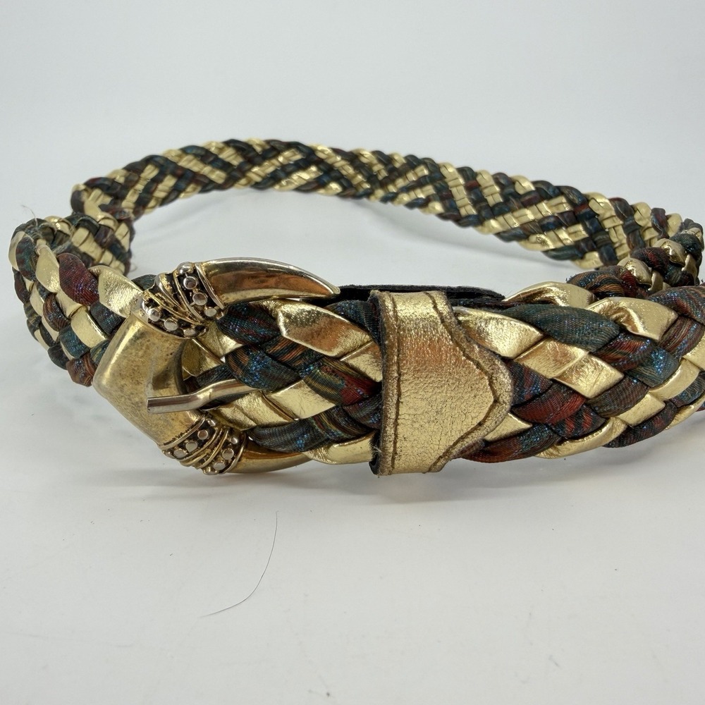 Vtg Artisan Luigi Lanatta Multi-Color Woven Braided Belt‎ Made In Italy Size 95